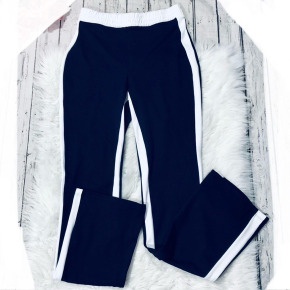 Carbon 38 xs wide leg track pants navy with white stripe - Picture 3 of 4